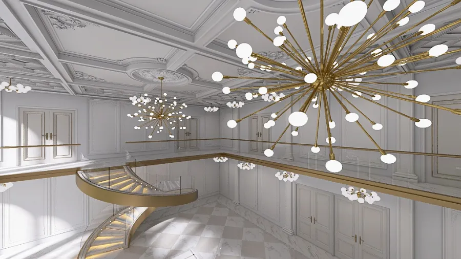 white palace hall 3d design renderings