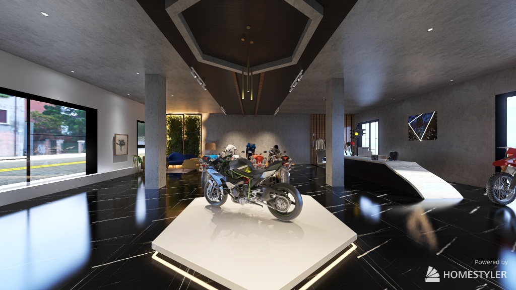 bike showroom 3d design renderings