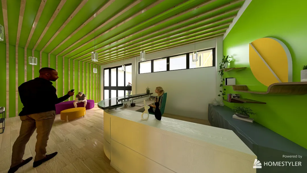 interior TWO of green 3d design renderings