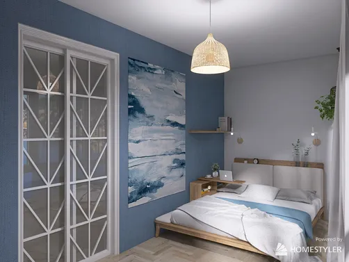 Blue balcony bedroom