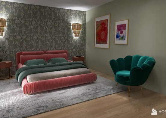 Glamour bedroom Design Rendering