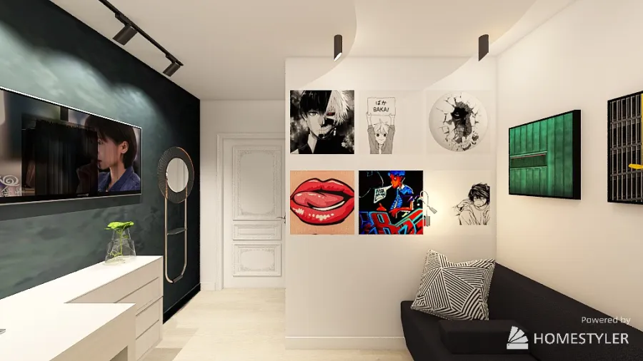 black and white room 3d design renderings