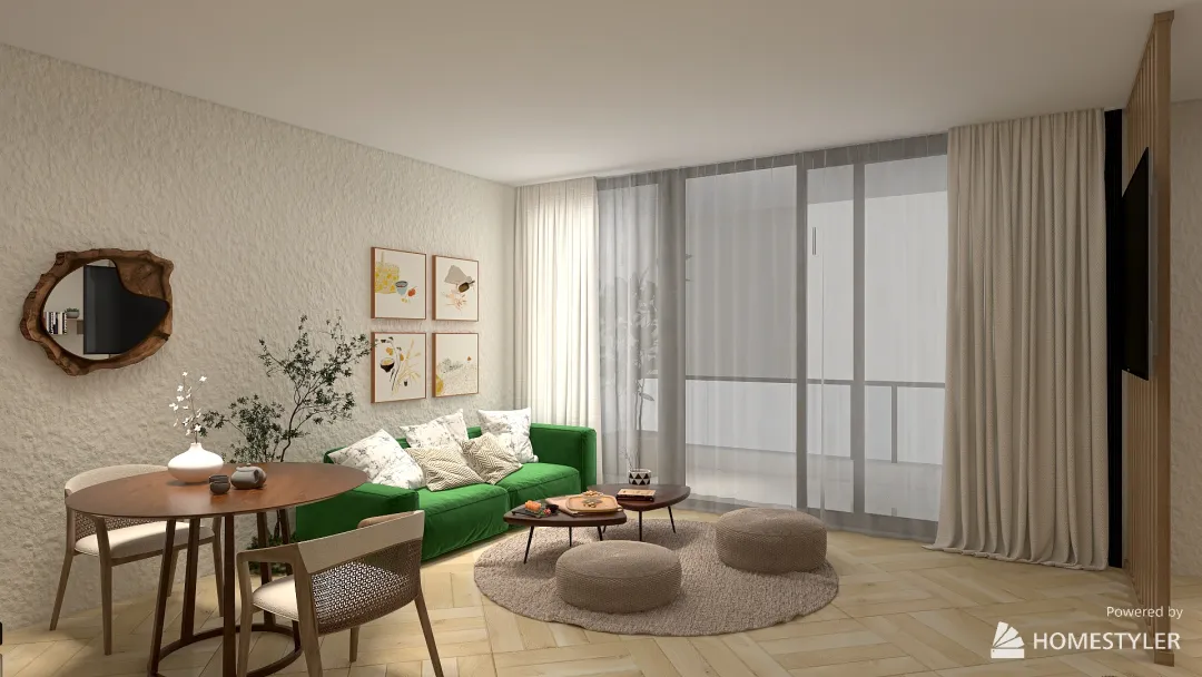 One-room apartment 3d design renderings