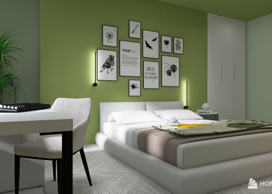 bedroom for a teenage girl from 14-18 years old Design Rendering