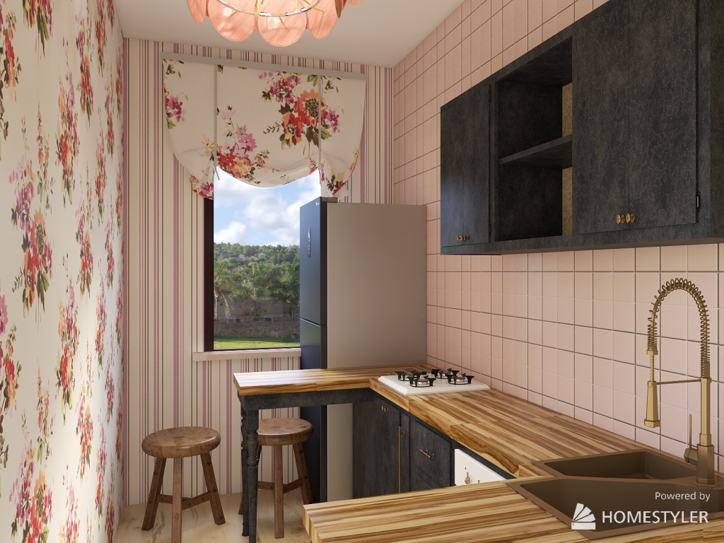 Small kitchen in a private house 3d design renderings