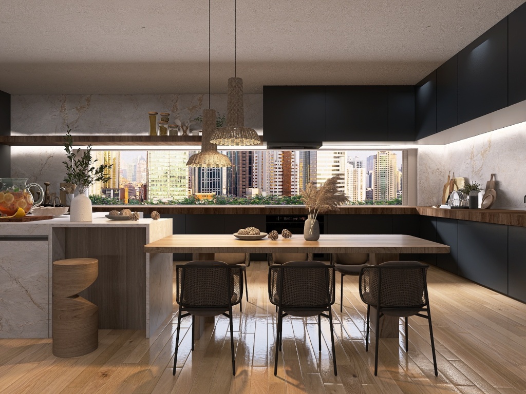 Modern Japandi Apartment 3d design renderings