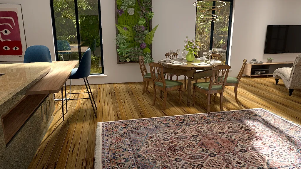 Appartamento con collezione tappeti annodati a mano 3d design renderings