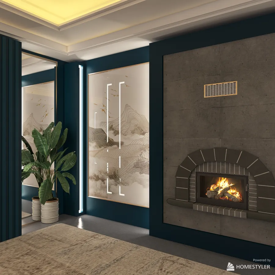 Cozy Reading Room 3d design renderings