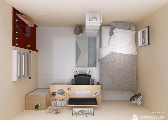 minimalist 8 square meter bedroom design Design Rendering