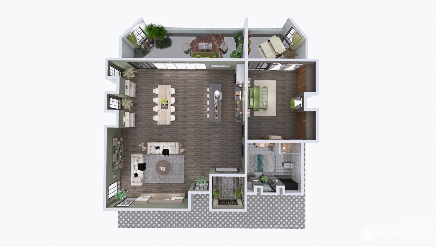 A city apartment with open floor plan. 3d design picture 339.65