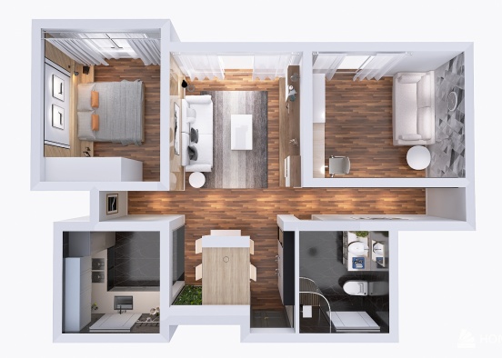 Дизайн трехкомнатной квартиры Design Rendering