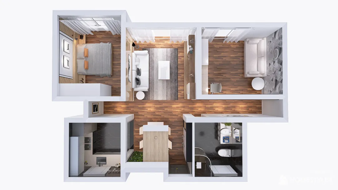 Дизайн трехкомнатной квартиры 3d design renderings