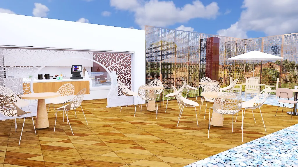 Natural coffee area 3d design renderings
