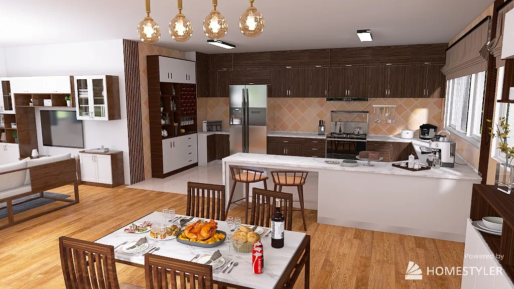 Cocina abierta 3d design renderings