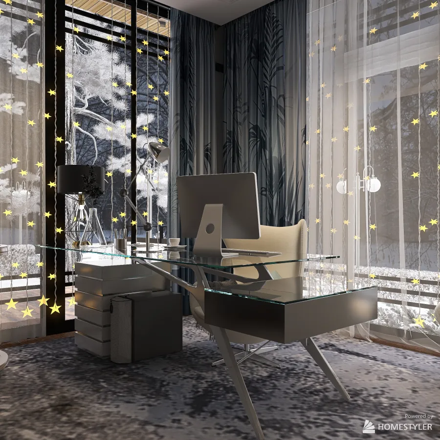 office/room for guests 3d design renderings
