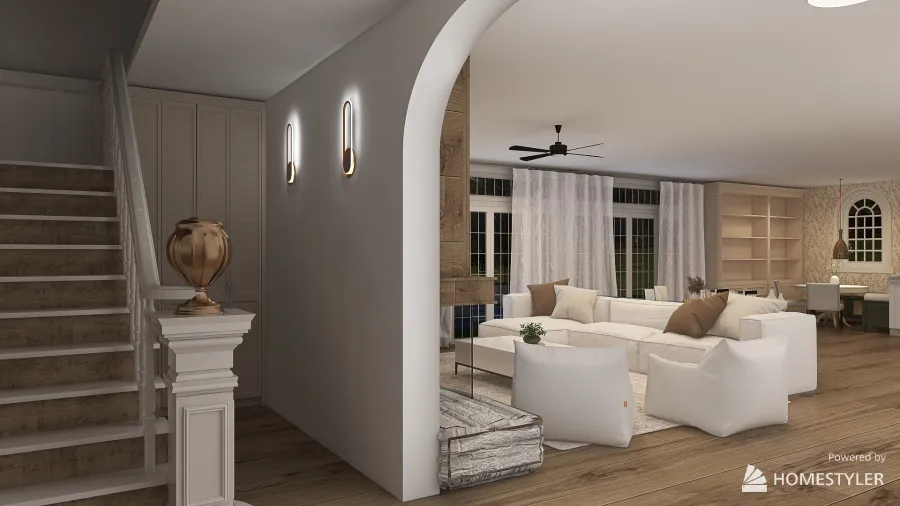 open kithcen in a cozy house 3d design renderings