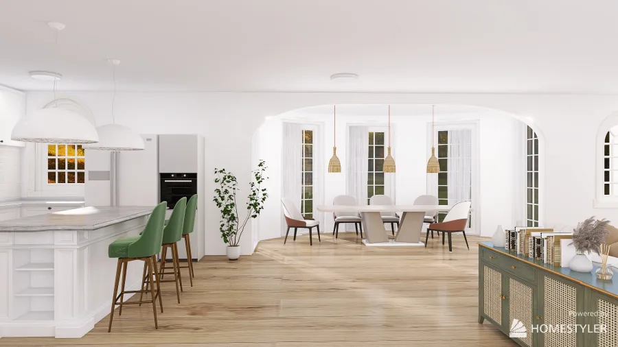 open kithcen in a cozy house 3d design renderings