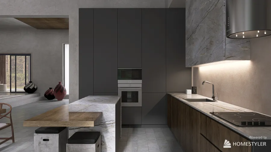 Open kitchen 3d design renderings