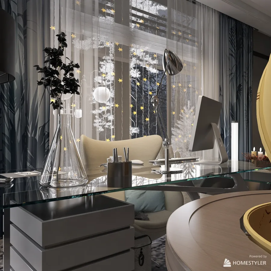 office/room for guests 3d design renderings