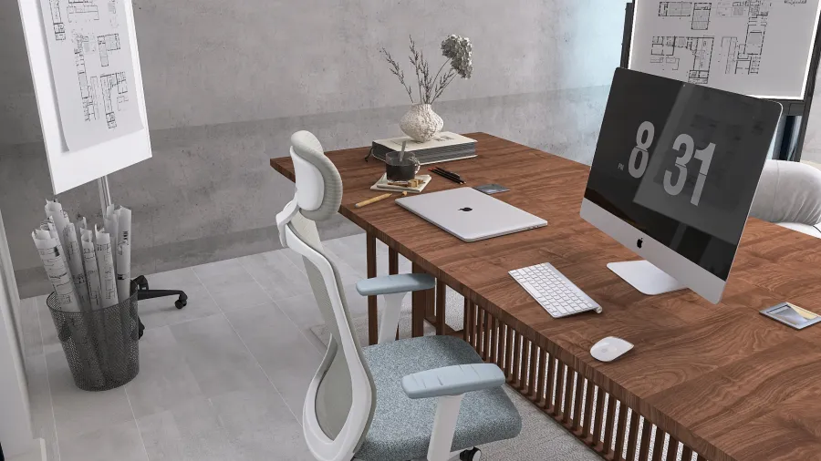 my hybrid office space 3d design renderings