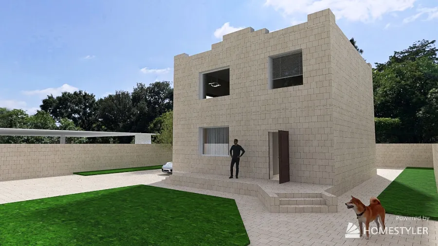 дом 2эт  rammed earth house 3d design renderings