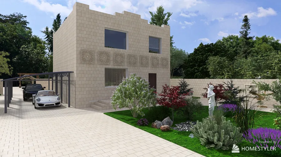 дом 2эт  rammed earth house 3d design renderings