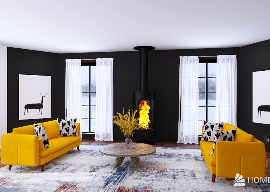 COLORFUL SPRING/WINTER LIVING ROOM Design Rendering