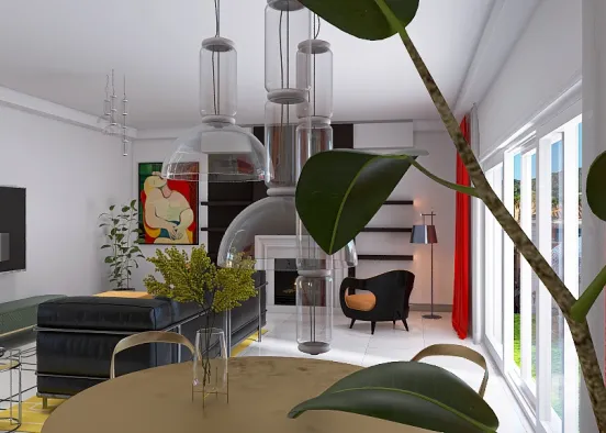 soggiorno stile Bauhaus Design Rendering