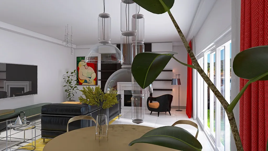 soggiorno stile Bauhaus 3d design renderings