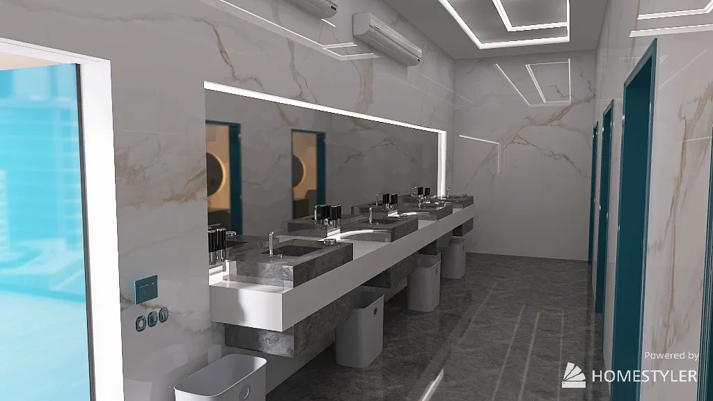 ufficio ibrido con ristorante 2 livelli 3d design renderings