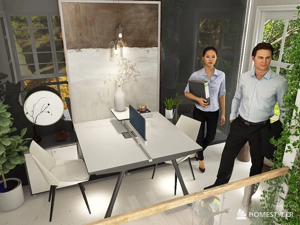 Cafe office space 3d design renderings