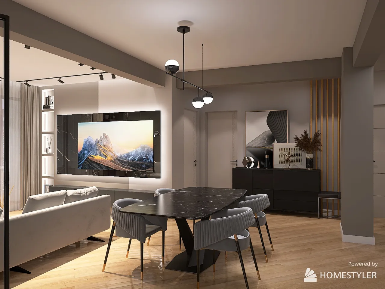 LivingDiningRoom 3d design renderings