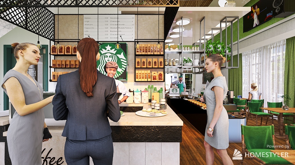 Starbucks 3d design renderings