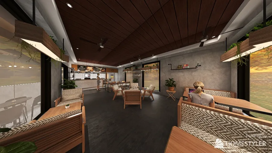 Hybrid Cafe Contest 3d design renderings