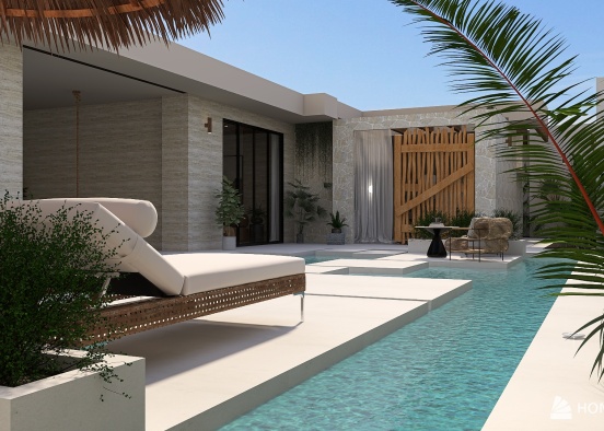 188 Sqm Holiday luxury rammed earth house Design Rendering