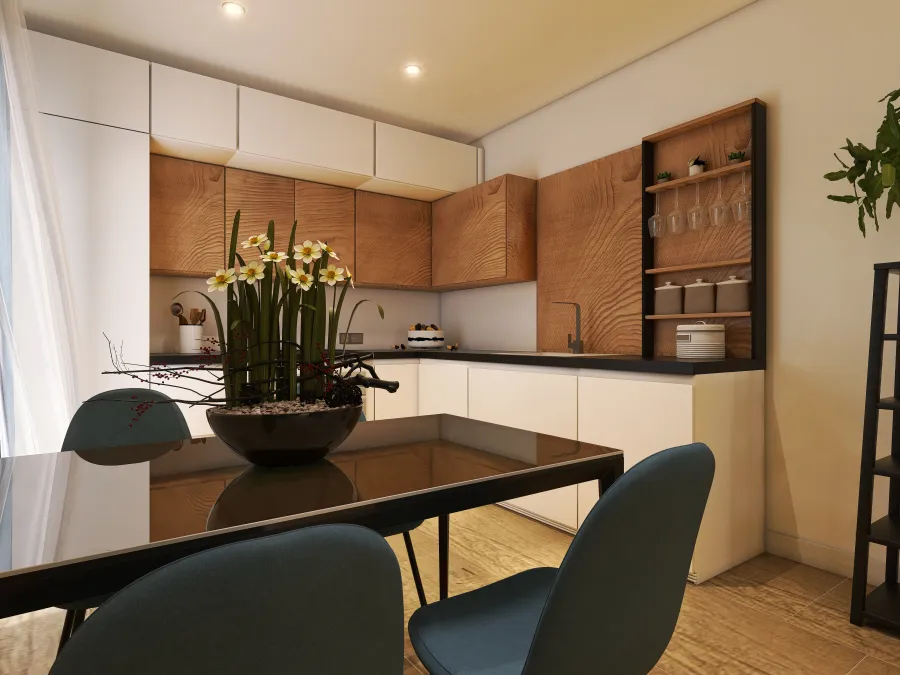 Soggiorno e Cucina 3d design renderings