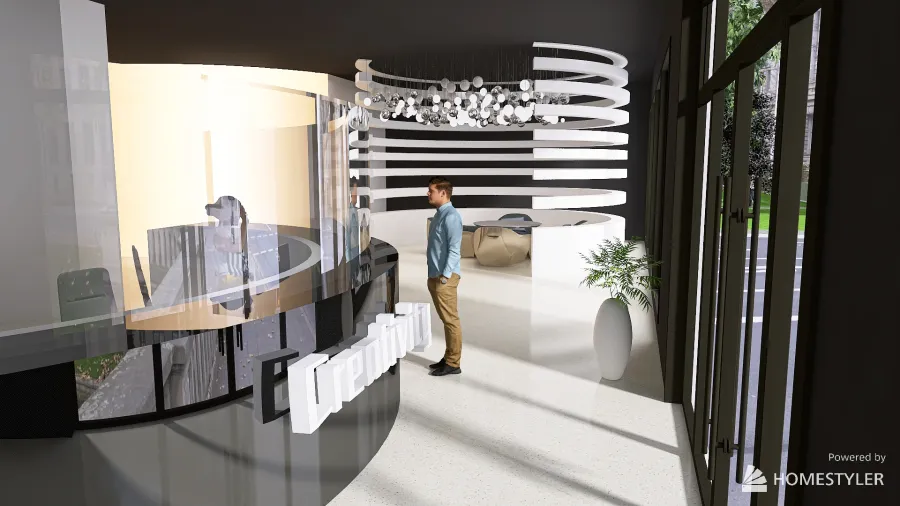 Hybrid office 3d design renderings