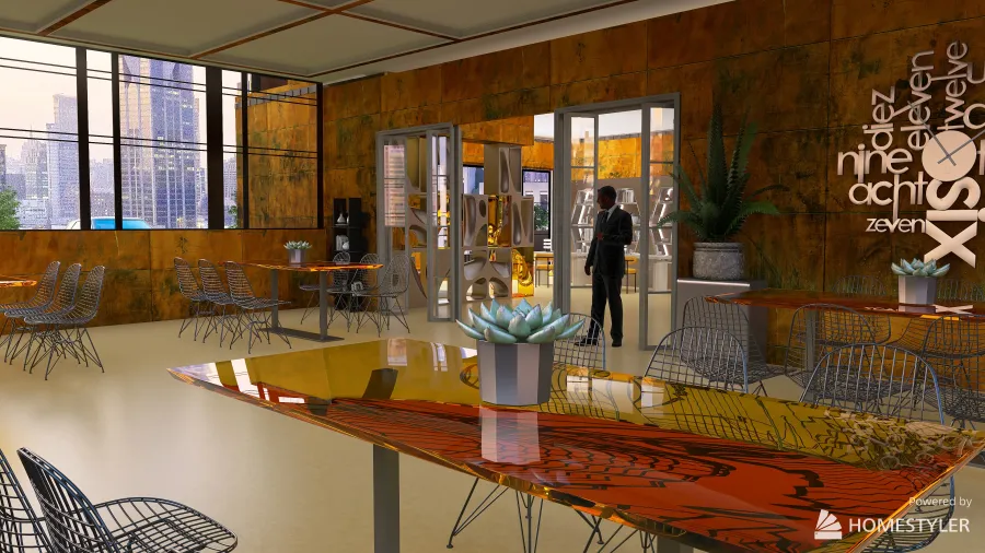 cafe terrace 3d design renderings
