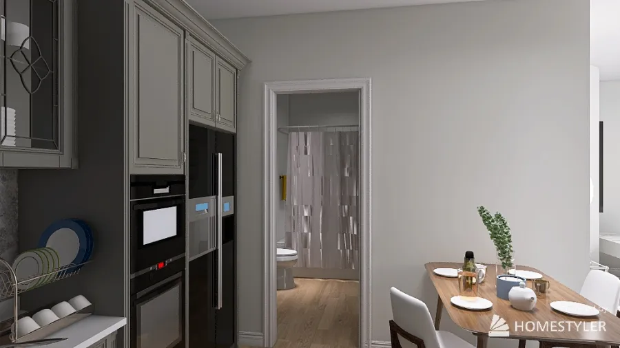 500 sqft Studio Modest Apartment 3d design renderings