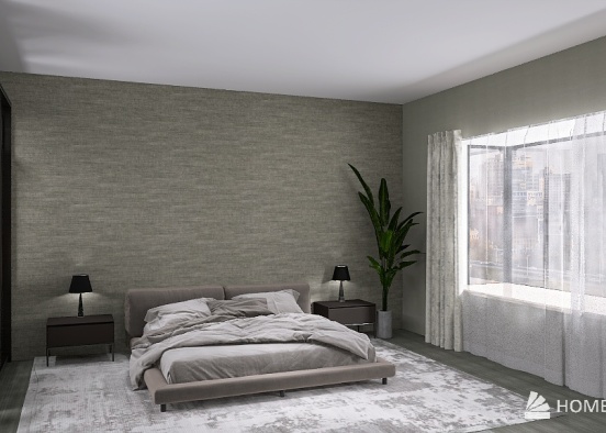 Green-Gray Bedroom Design Rendering