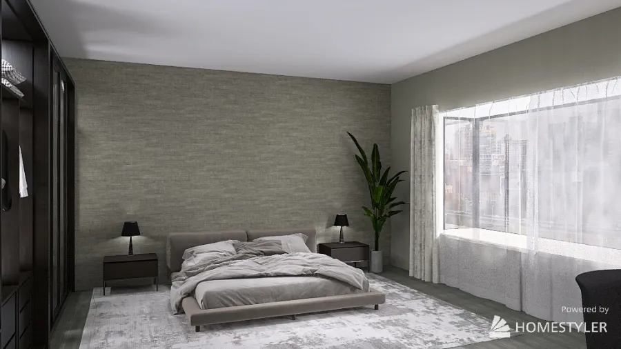 Green-Gray Bedroom 3d design renderings