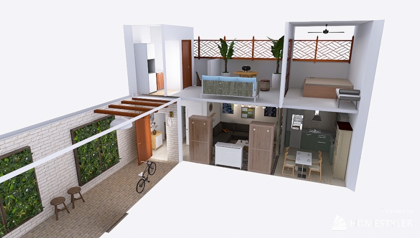 small apartment with rooftop  3d design picture 88.7