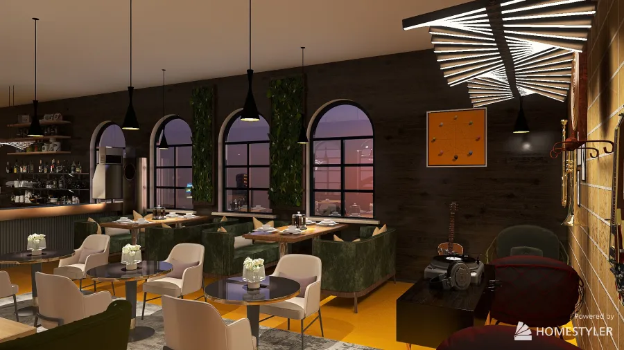 Modern style bar with terrace 3d design renderings
