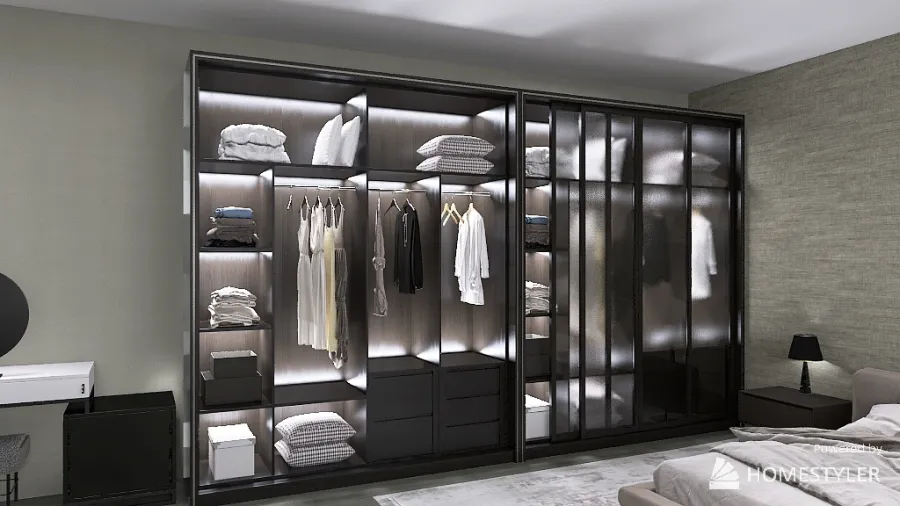 Green-Gray Bedroom 3d design renderings