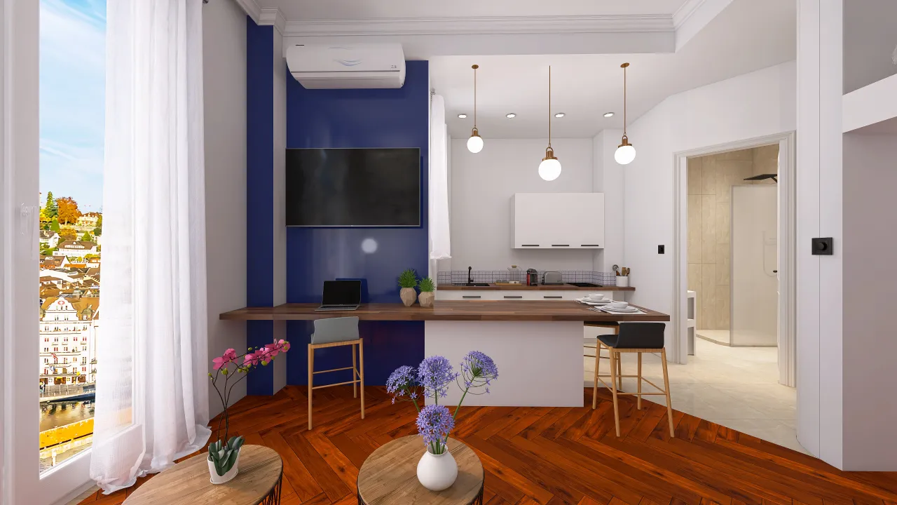 Clémenceau- Studio Mezzanine pour Airbnb - Nice Cote d'Azur 3d design renderings