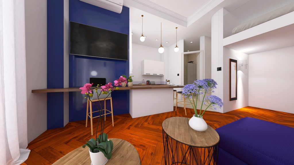 Clémenceau- Studio Mezzanine pour Airbnb - Nice Cote d'Azur 3d design renderings