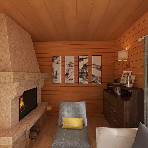 Гостиная на даче 3d design renderings
