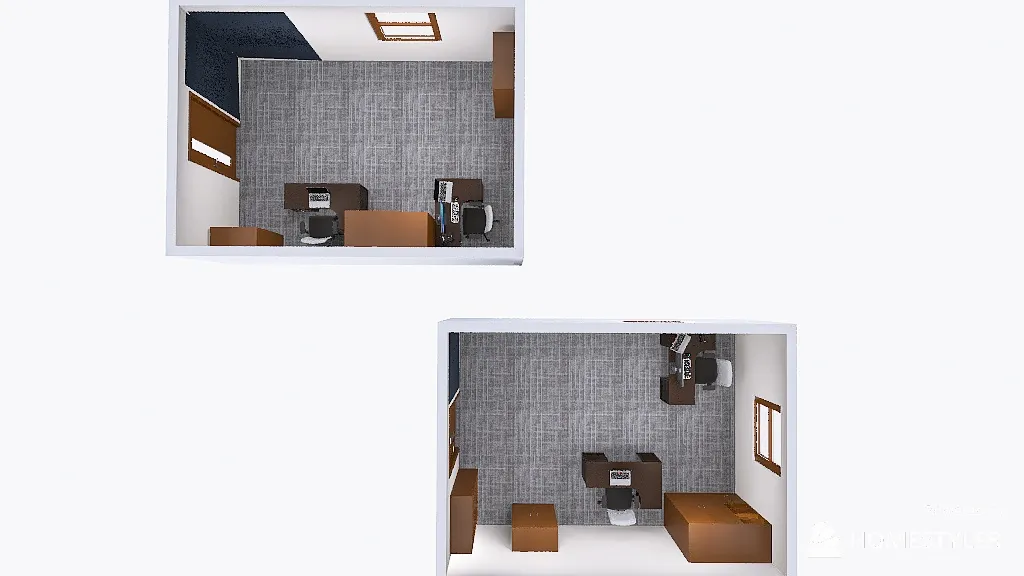 2-Desk Office Layouts 3d design renderings
