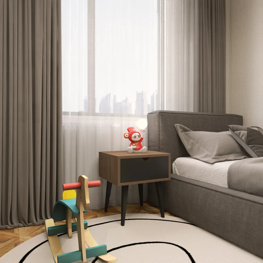 BEDROOM interior design for Tiny Little Boy 3d design renderings