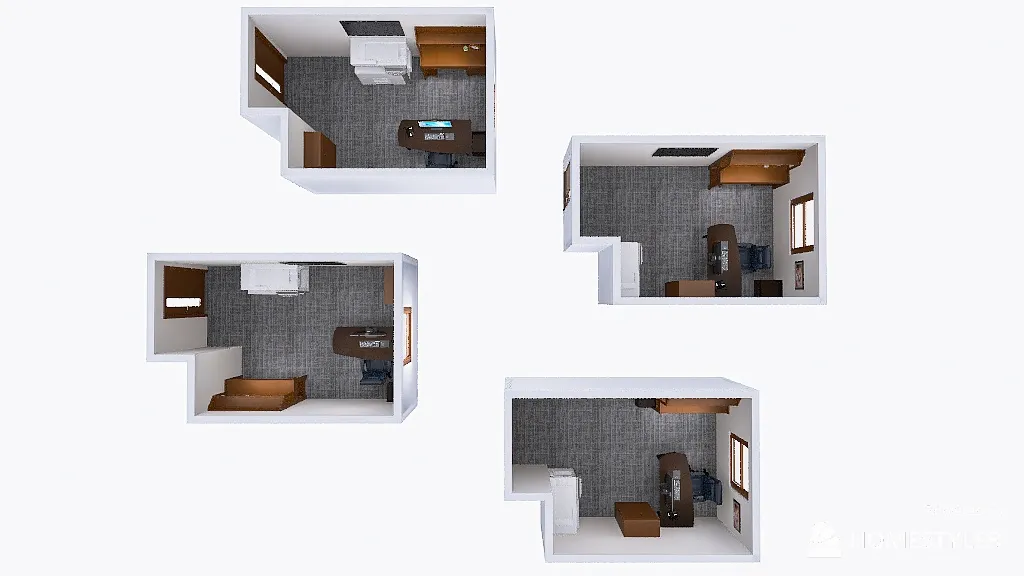 Office Manager Layout 3d design renderings